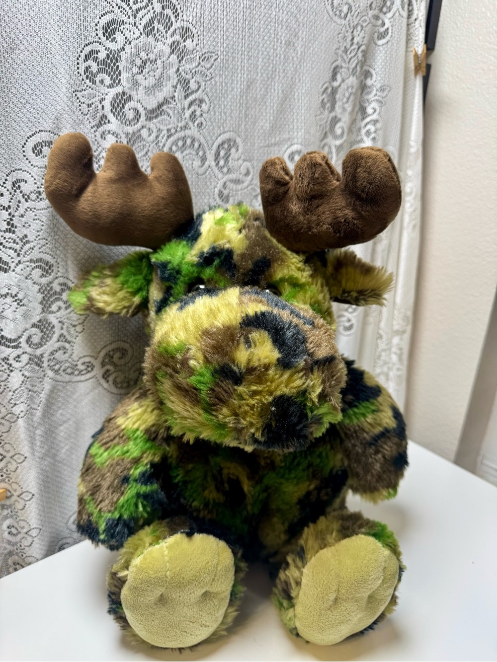 Green Camo Moose Plush Stuffed Animal - Brand Unknown